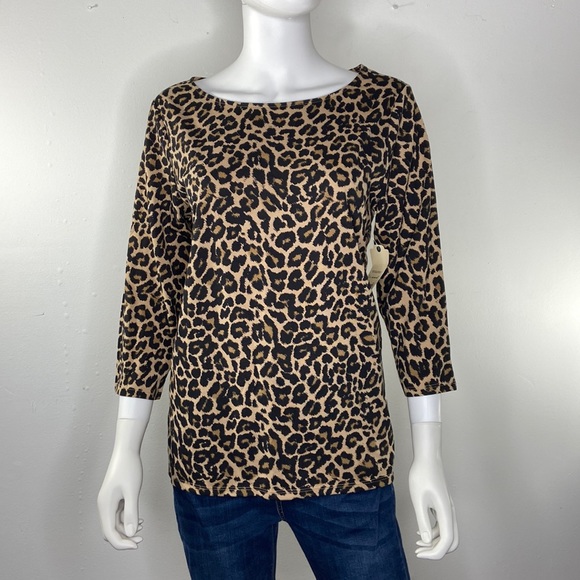 NWT St. John’s bay leopard print‎ pullover shirt - Picture 2 of 15